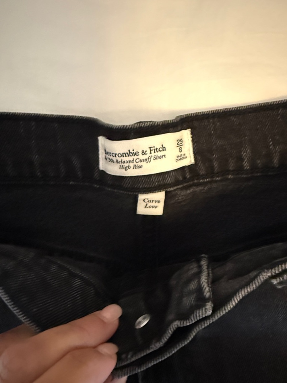 Abercrombie & Fitch A Line Mid Rise Black Frayed Hem Denim Shorts - Picture 2 of 3